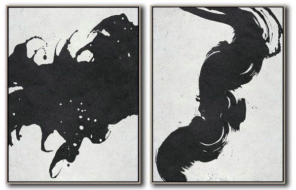 Large Abstract Painting Canvas Art,Set Of 2 Minimal Painting On Canvas - Large Contemporary Art Canvas Painting