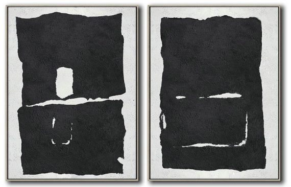 Extra Large Painting,Set Of 2 Minimal Painting On Canvas - Abstract Oil Painting