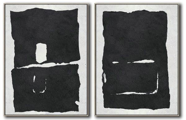 Extra Large Painting,Set Of 2 Minimal Painting On Canvas - Abstract Oil Painting