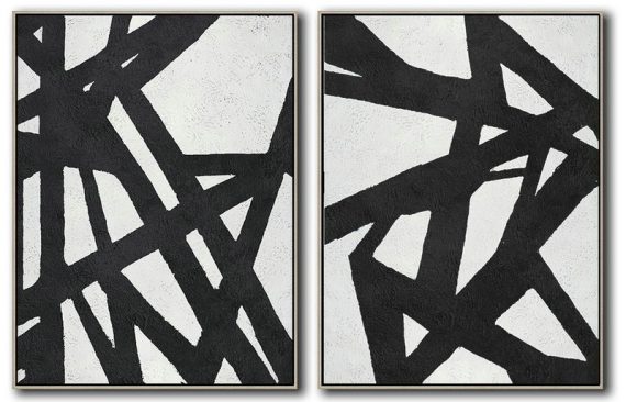 Handmade Large Contemporary Art,Set Of 2 Minimal Painting On Canvas - Original Art Acrylic Painting