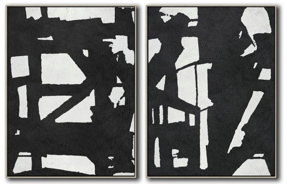 Large Abstract Painting Canvas Art,Set Of 2 Minimal Painting On Canvas - Canvas Wall Art