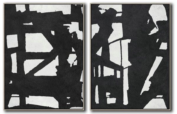 Large Abstract Painting Canvas Art,Set Of 2 Minimal Painting On Canvas - Canvas Wall Art