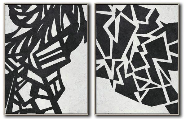 Handmade Large Contemporary Art,Set Of 2 Minimal Painting On Canvas - Art Work