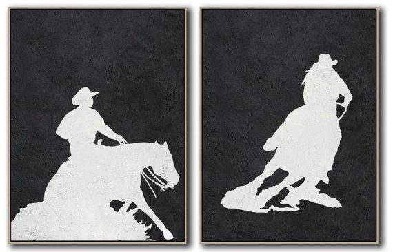 Large Contemporary Art Acrylic Painting,Set Of 2 Minimal Painting On Canvas - Modern Art