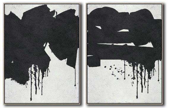Hand Painted Extra Large Abstract Painting,Set Of 2 Minimal Painting On Canvas - Large Abstract Wall Art