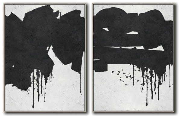 Hand Painted Extra Large Abstract Painting,Set Of 2 Minimal Painting On Canvas - Large Abstract Wall Art