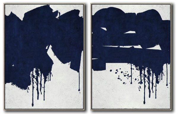 Original Abstract Painting Extra Large Canvas Art,Set Of 2 Minimal Painting On Canvas - Extra Large Wall Art