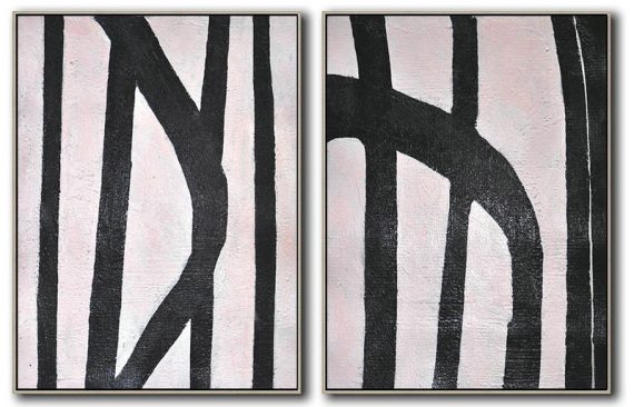 Handmade Large Painting,Set Of 2 Minimal Painting On Canvas - Wall Art Painting