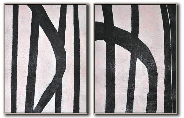 Handmade Large Painting,Set Of 2 Minimal Painting On Canvas - Wall Art Painting