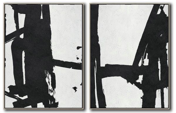 Handmade Extra Large Contemporary Painting,Set Of 2 Minimal Painting On Canvas - Hand Painted Aclylic Painting On Canvas