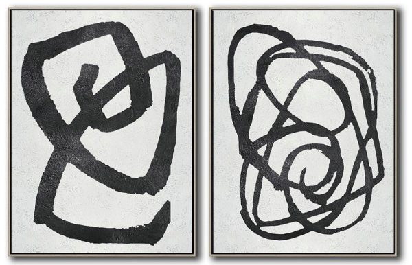 Extra Large Acrylic Painting On Canvas,Set Of 2 Minimal Painting On Canvas - Wall Art Ideas For Living Room
