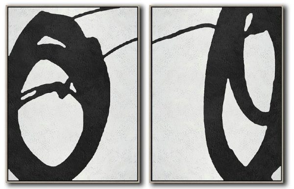 Original Abstract Painting Extra Large Canvas Art,Set Of 2 Minimal Painting On Canvas - Pop Art Canvas