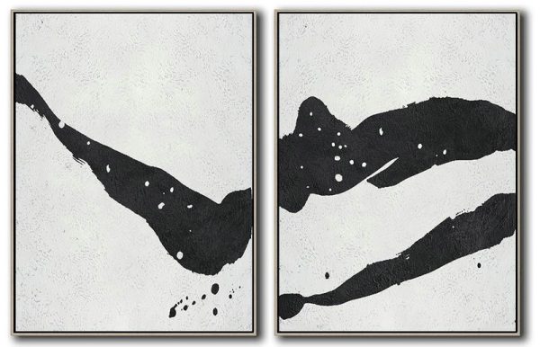 Hand Painted Extra Large Abstract Painting,Set Of 2 Minimal Painting On Canvas - Hand Painted Original Art