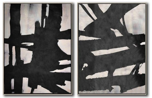 Large Abstract Art,Set Of 2 Minimal Painting On Canvas - Abstract Art Decor Large Canvas Painting