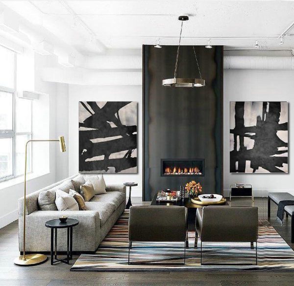 Large Abstract Art,Set Of 2 Minimal Painting On Canvas - Abstract Art Decor Large Canvas Painting - Image 3