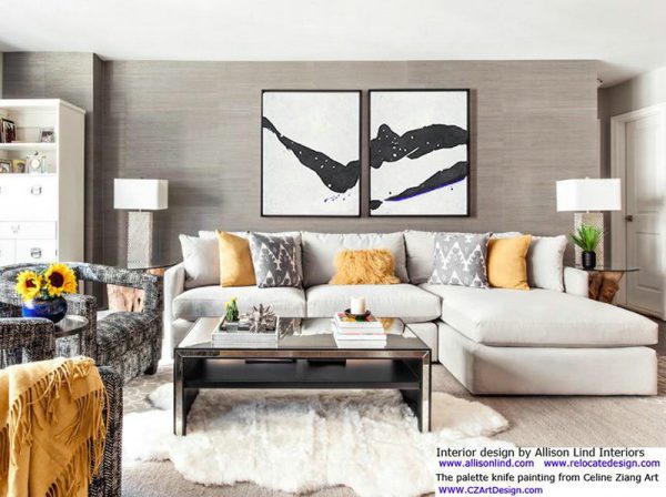 Hand Painted Extra Large Abstract Painting,Set Of 2 Minimal Painting On Canvas - Hand Painted Original Art - Image 2