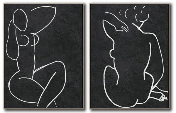 Large Abstract Art Handmade Painting,Set Of 2 Minimal Painting On Canvas - Huge Wall Decor