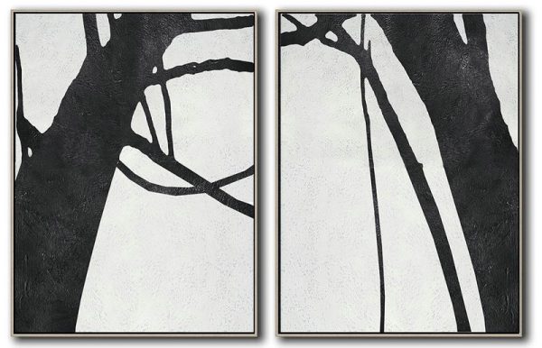 Extra Large Acrylic Painting On Canvas,Set Of 2 Minimal Painting On Canvas - Bedroom Wall Decor