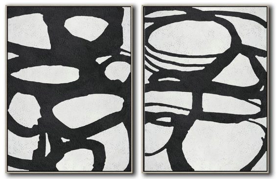 Large Abstract Painting On Canvas,Set Of 2 Minimal Painting On Canvas - Family Wall Decor