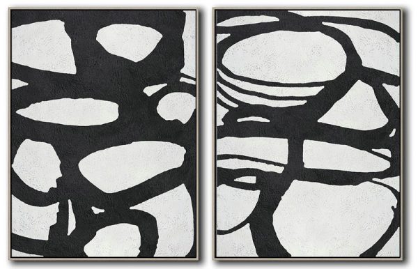 Large Abstract Painting On Canvas,Set Of 2 Minimal Painting On Canvas - Family Wall Decor