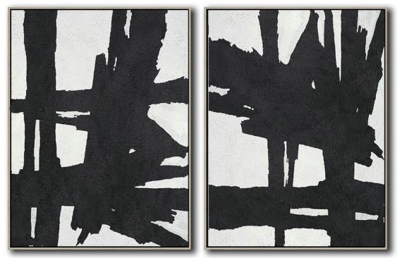 Large Abstract Art,Set Of 2 Minimal Painting On Canvas - Acrylic Painting On Canvas