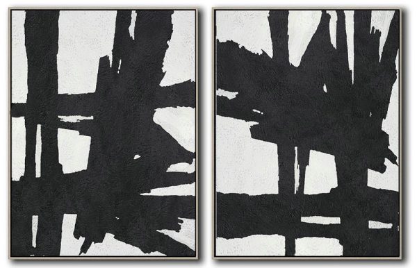 Large Abstract Art,Set Of 2 Minimal Painting On Canvas - Acrylic Painting On Canvas