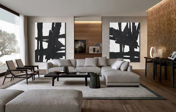 Large Abstract Art,Set Of 2 Minimal Painting On Canvas - Acrylic Painting On Canvas - Image 2