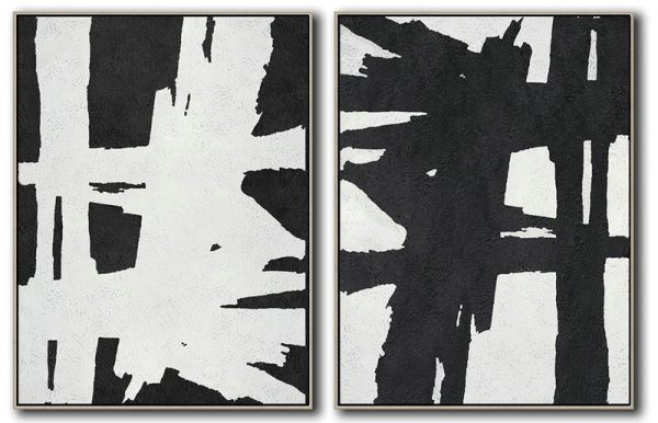 Large Abstract Painting Canvas Art,Set Of 2 Minimal Painting On Canvas - Pretty Abstract Paintings