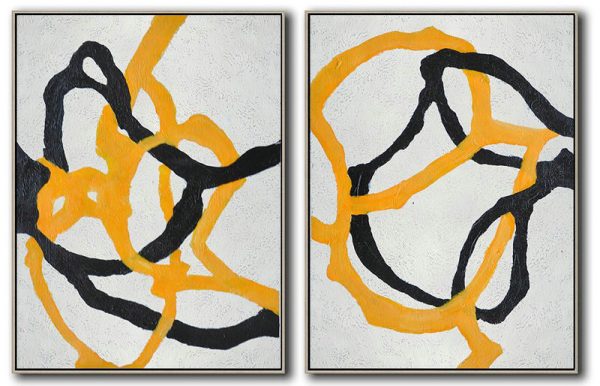 Extra Large Canvas Art,Set Of 2 Minimal Painting On Canvas - Acrylic Painting Wall Art