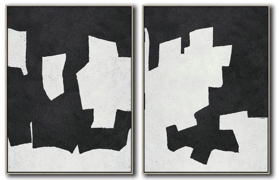 Hand Painted Extra Large Abstract Painting,Set Of 2 Minimal Painting On Canvas - Contemporary Abstract Painting