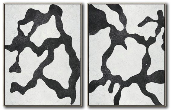 Handmade Large Painting,Set Of 2 Minimal Painting On Canvas - Custom Oil Painting