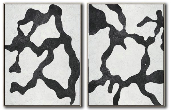 Handmade Large Painting,Set Of 2 Minimal Painting On Canvas - Custom Oil Painting