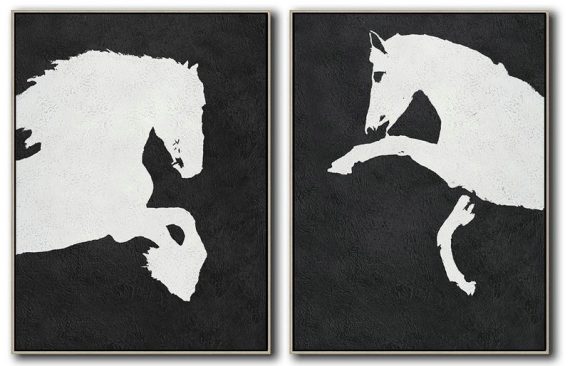 Oversized Canvas Art On Canvas,Set Of 2 Minimal Painting On Canvas - Large Living Room Decor