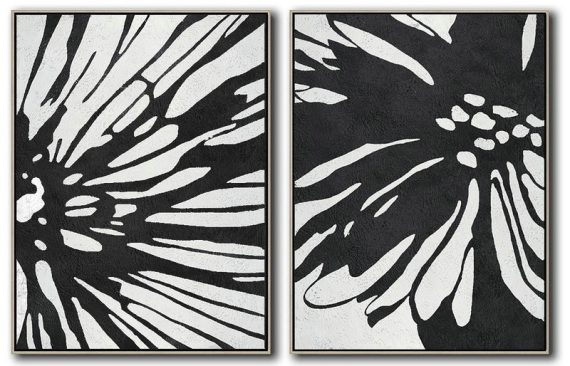 Large Abstract Art Handmade Painting,Set Of 2 Minimal Painting On Canvas - Xl Large Canvas Art