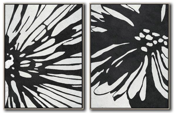 Large Abstract Art Handmade Painting,Set Of 2 Minimal Painting On Canvas - Xl Large Canvas Art