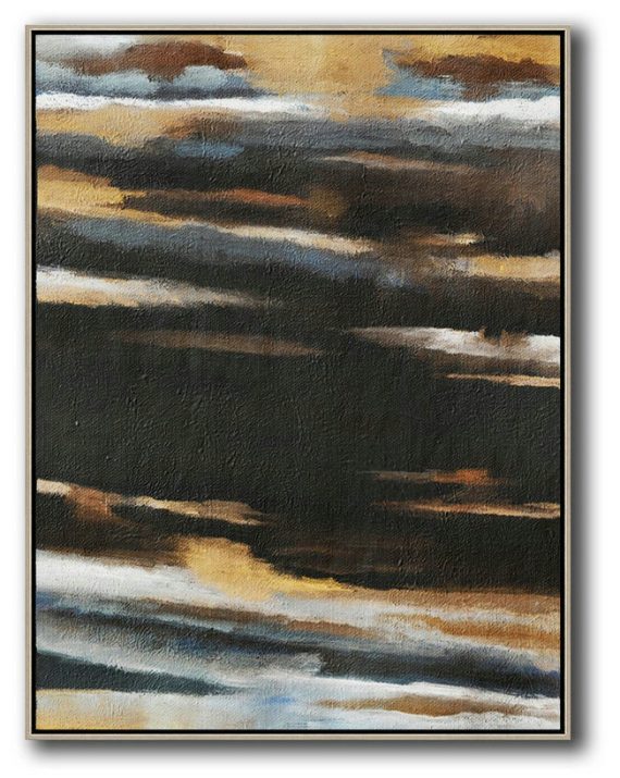 Large Abstract Art Handmade Oil Painting,Oversized Abstract Landscape Painting,Hand Paint Large Art,Yellow,Grey,Black,White.etc