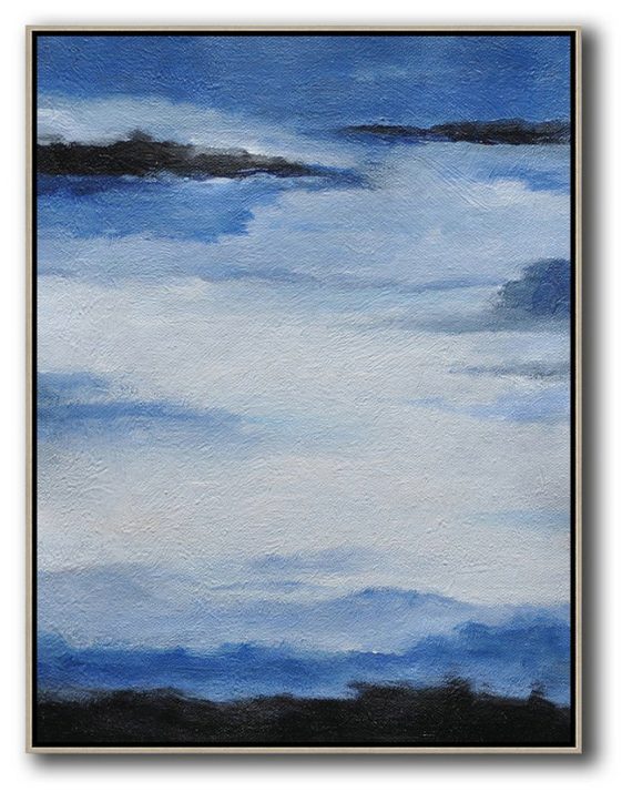 Handmade Painting Large Abstract Art,Oversized Abstract Landscape Painting,Oversized Canvas Art,Blue,White,Black.etc