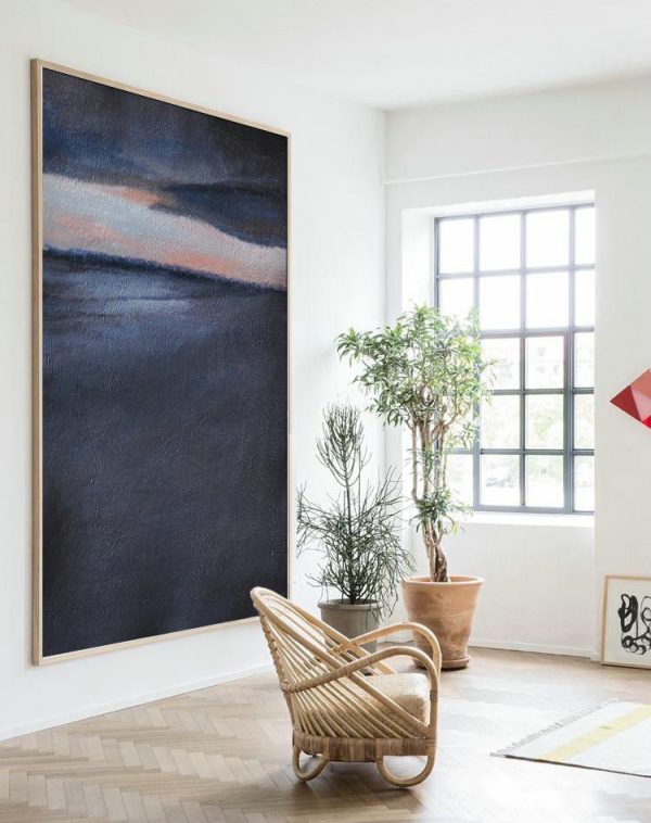 Large Modern Abstract Painting,Oversized Abstract Landscape Painting,Oversized Art,Grey,Pink,Black.etc - Image 2