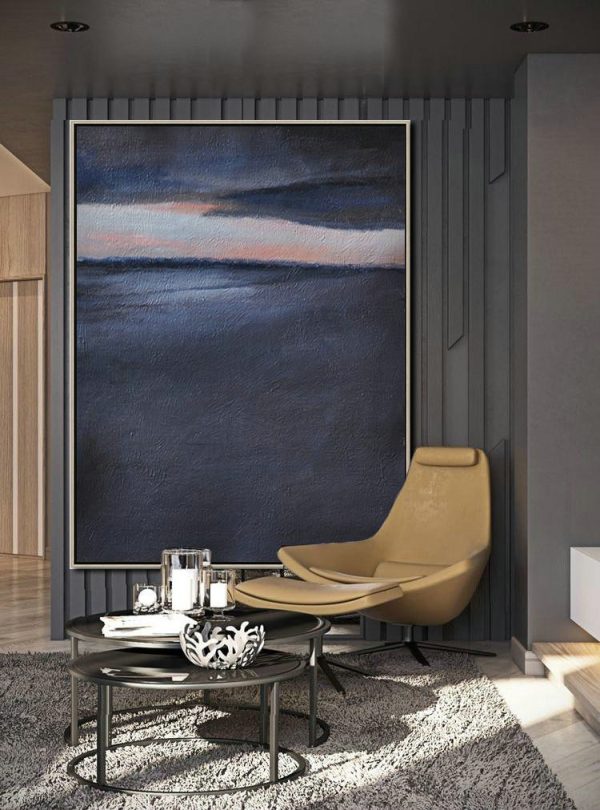 Large Modern Abstract Painting,Oversized Abstract Landscape Painting,Oversized Art,Grey,Pink,Black.etc - Image 3