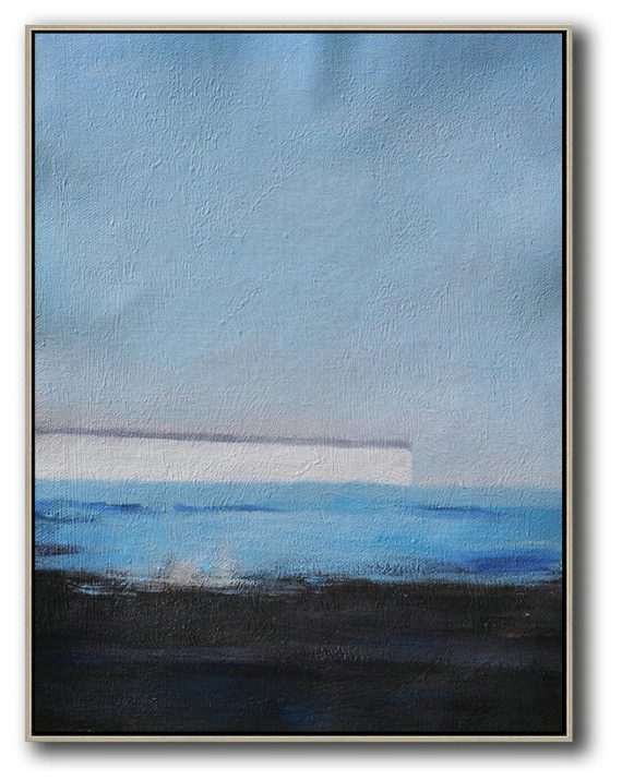 Huge Abstract Painting On Canvas,Oversized Abstract Landscape Painting,Modern Canvas Art,Grey,White,Blue,Black.etc