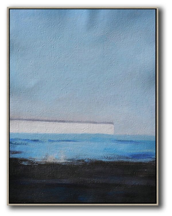 Huge Abstract Painting On Canvas,Oversized Abstract Landscape Painting,Modern Canvas Art,Grey,White,Blue,Black.etc