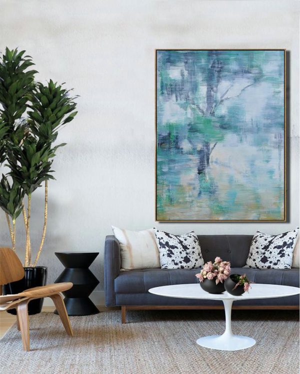 Abstract Painting Extra Large Canvas Art,Abstract Landscape Painting,Modern Art,Green,White,Black,Yellow - Image 2
