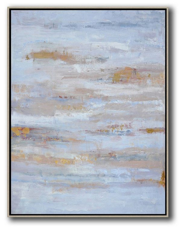 Large Abstract Art,Oversized Abstract Landscape Painting,Hand Made Original Art,Blue,Grey,Gold.etc
