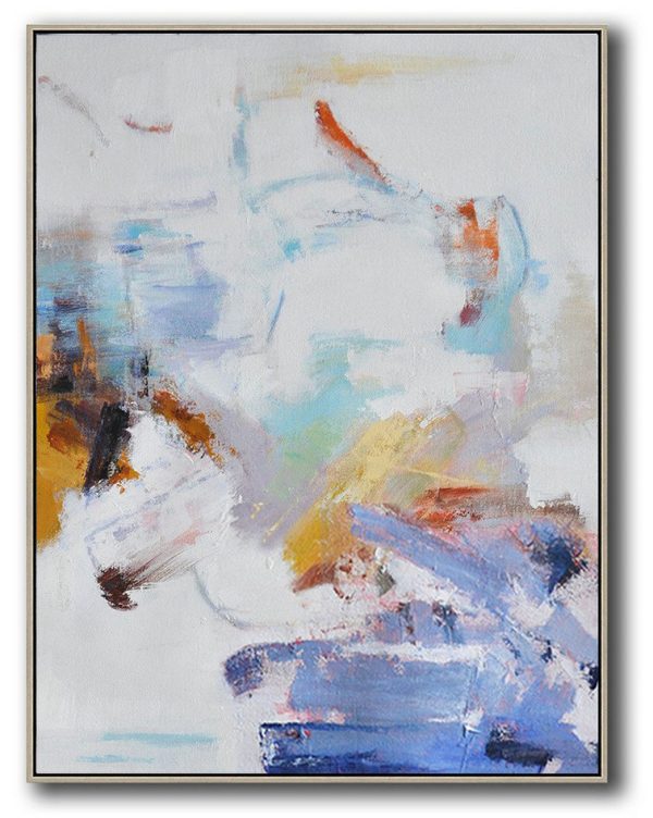 Large Abstract Painting Canvas Art,Oversized Abstract Landscape Painting,Large Wall Art Canvas,Grey,White,Blue,Yellow.etc