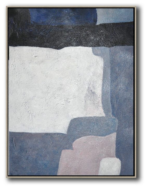Large Modern Abstract Painting,Vertical Palette Knife Contemporary Art,Modern Paintings,Blue,White,Dark Blue,Violet.etc