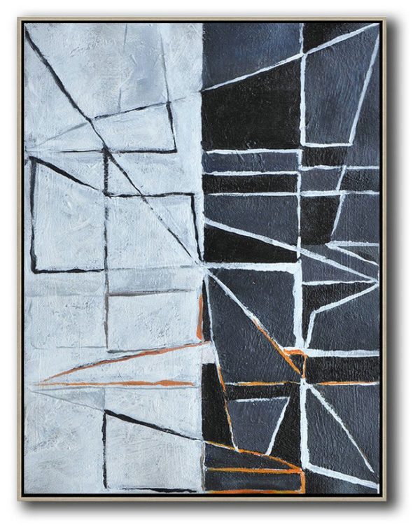Large Abstract Painting Canvas Art,Vertical Minimal Art - Extra Large Canvas Art,Handmade Acrylic Painting