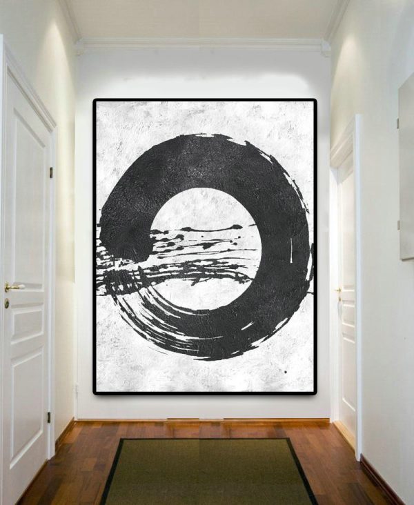 Large Abstract Art,Black And White Minimal Painting On Canvas - Personalized Canvas Art - Image 3