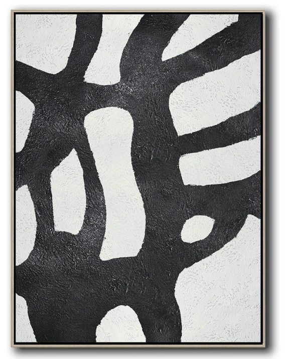 Extra Large Canvas Art,Black And White Minimal Painting On Canvas - Canvas Painting Wall Decor