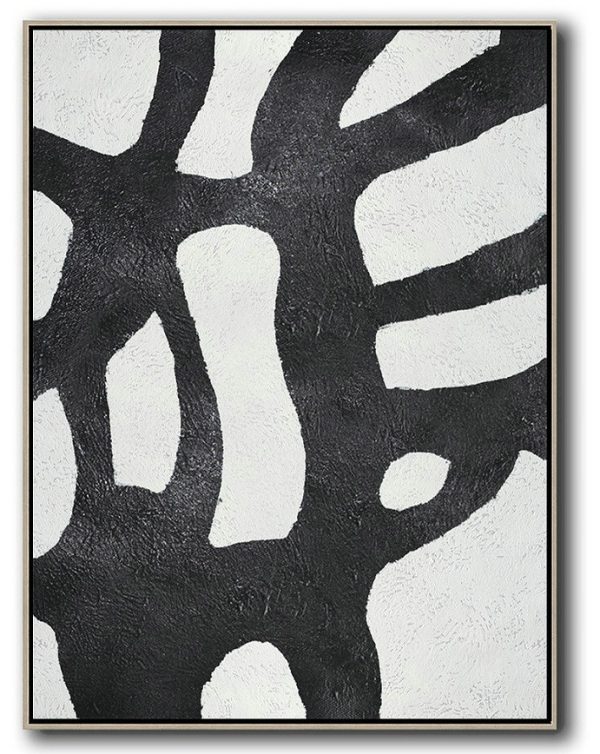 Extra Large Canvas Art,Black And White Minimal Painting On Canvas - Canvas Painting Wall Decor