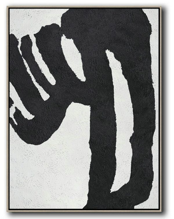 Original Artwork Extra Large Abstract Painting,Black And White Minimal Painting On Canvas - Oversized Wall Decor